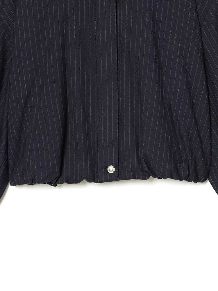 SOERA Saskia Striped Stand Collar Jacket - Coats & Jackets -  Blue XS