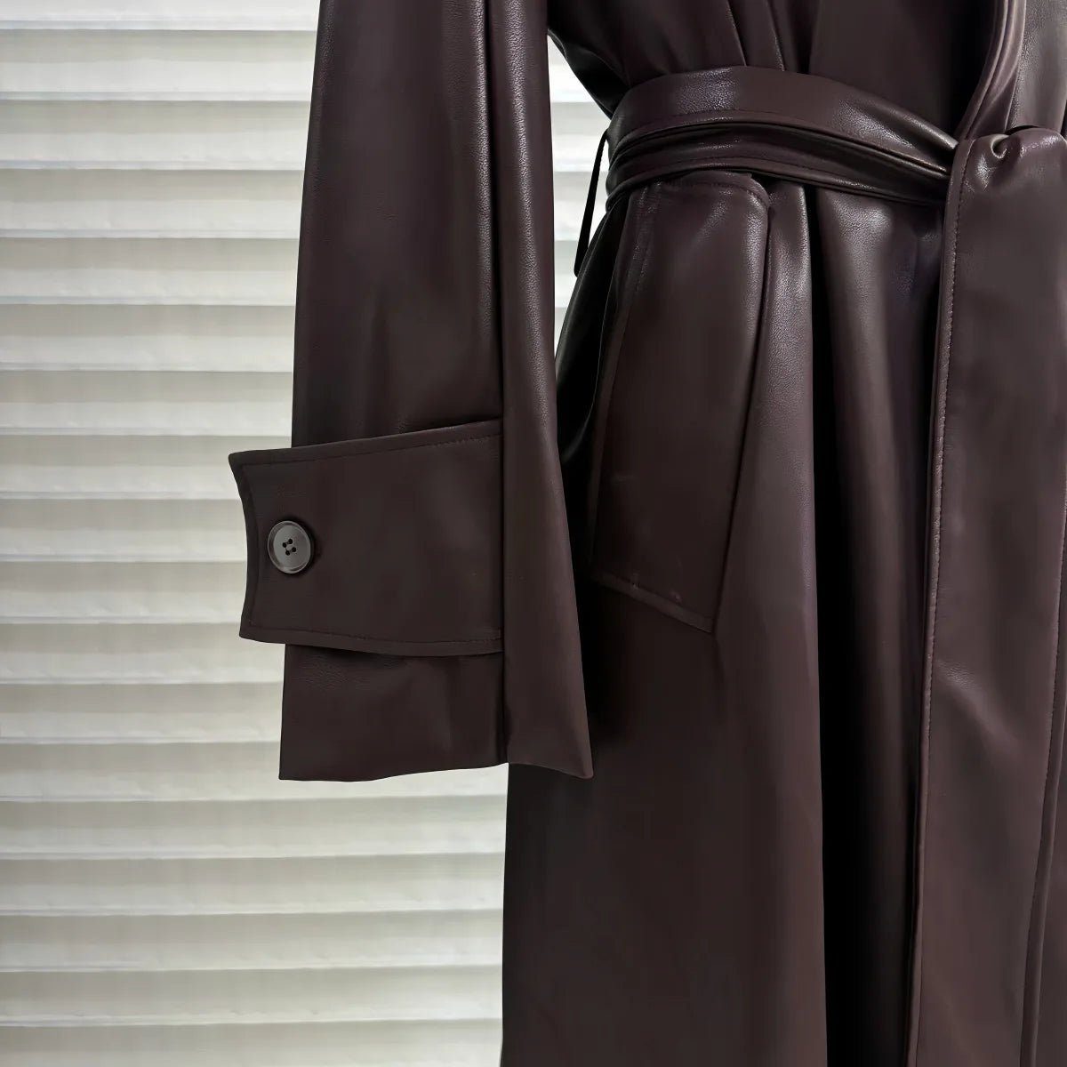 SOERA Shiela Faux Leather Maxi Trench Coat - Coats & Jackets - 3256809614700838-;GG1764703454009017205 Dark Brown S