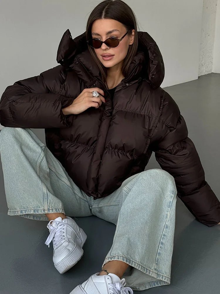 SOERA Sylvia Hooded Cropped Puffer Jacket - Coats & Jackets - 3256810068202773-;yT1763625119542659605 Brown S