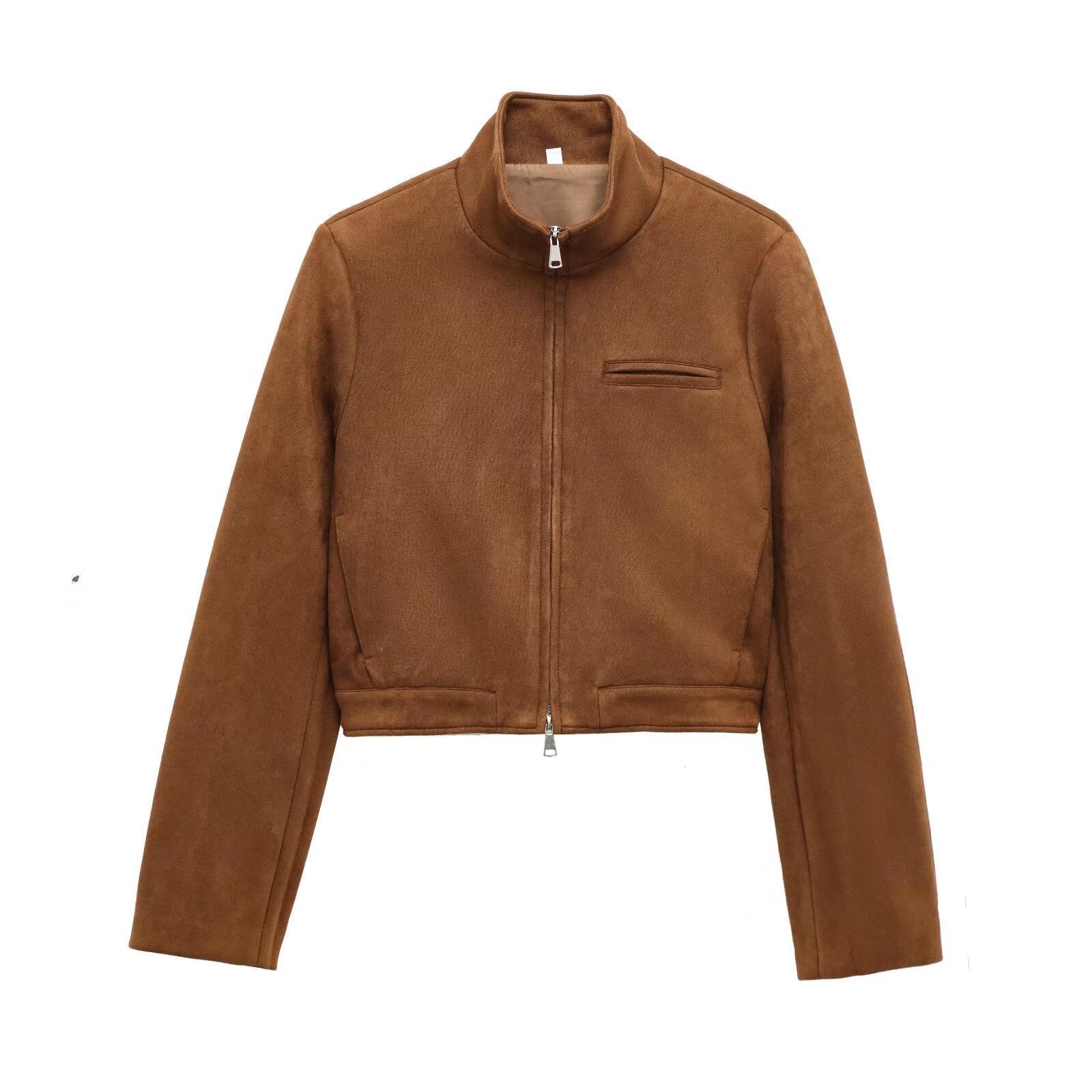 SOERA Yza Suede Cropped Bomber Jacket - Coats & Jackets - Vd1774004001185509345 Beige S
