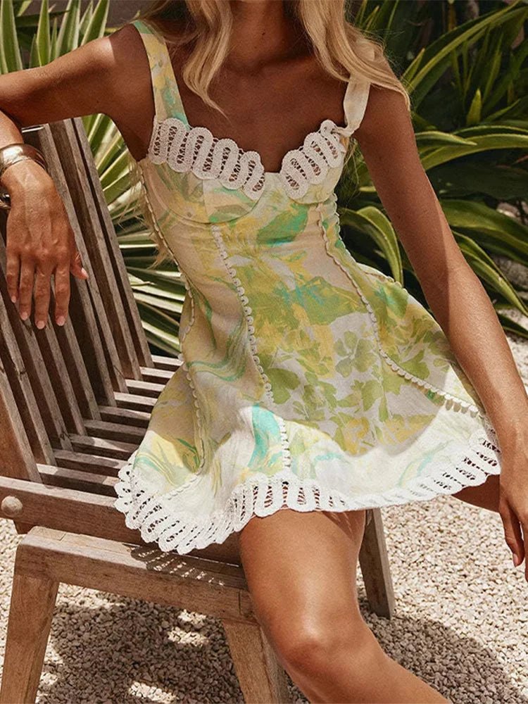 SOERA Beatrice Floral Linen Corset Mini Dress - Dress -  S