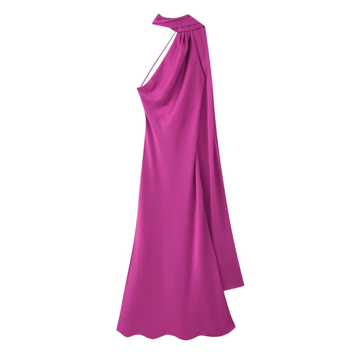 SOERA Beatrice Halter Backless Silk Satin Maxi Dress - Dress -  Purple S