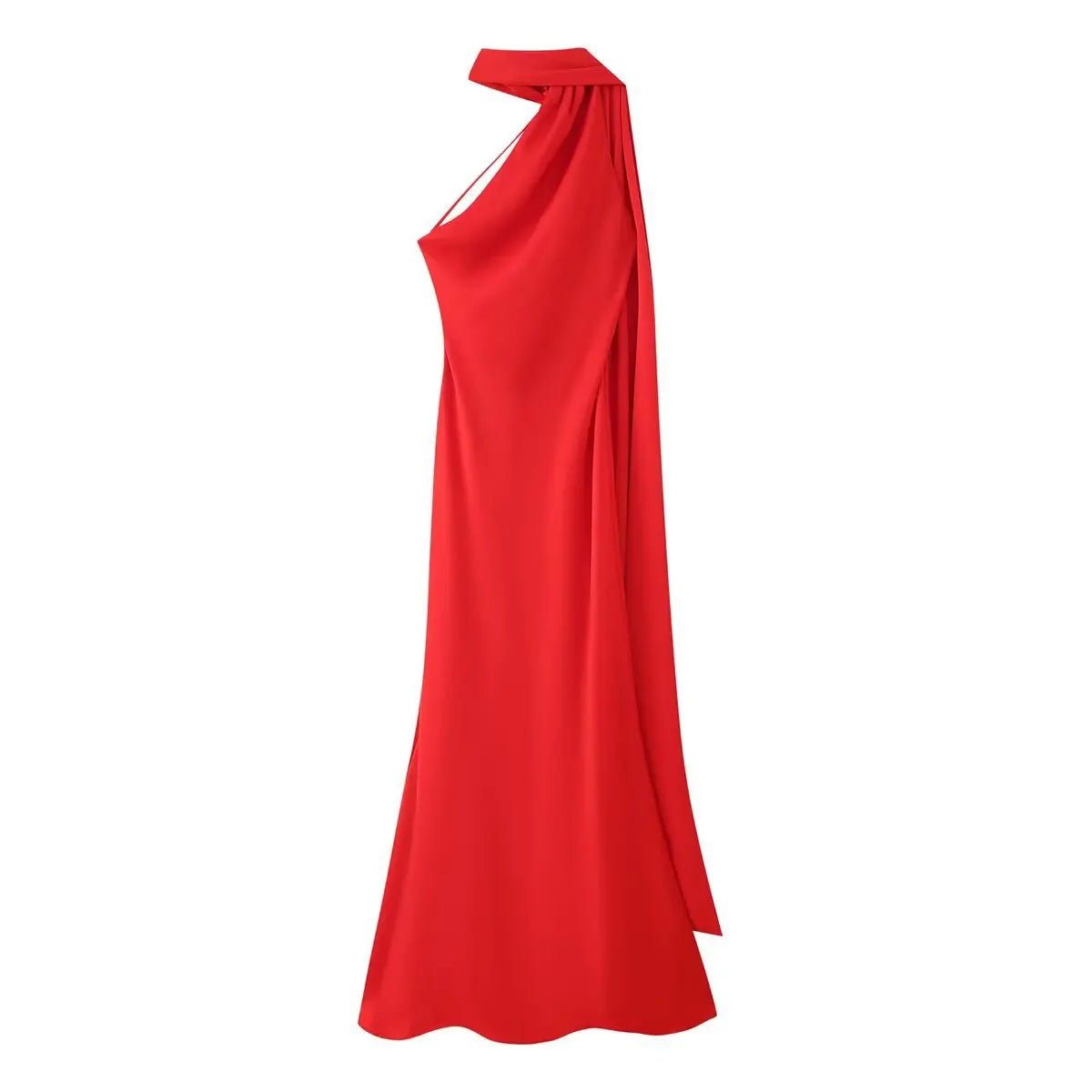 SOERA Beatrice Halter Backless Silk Satin Maxi Dress - Dress -  Red S