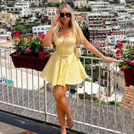 Clara Retro Plunge Mini Jurk