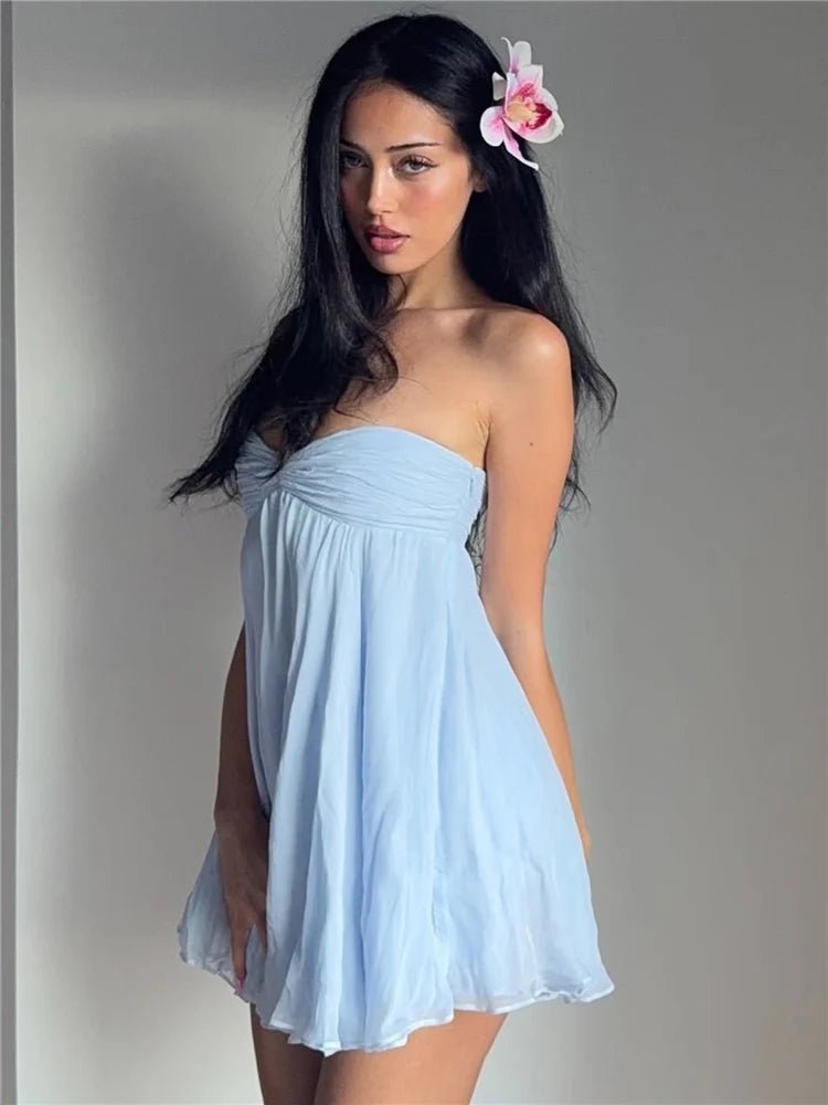 SOERA Bianca Strapless Bodycon Mini Dress - Dress -  Blue S