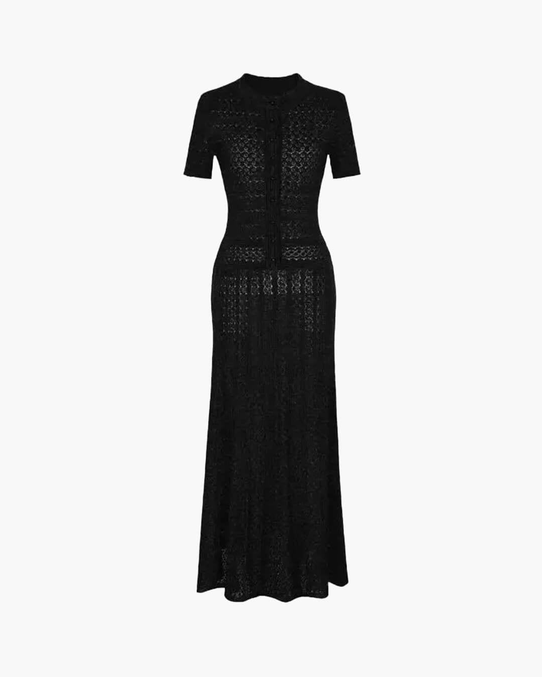 SOERA Celeste Half Button Knitted Midi Dress - Dress -  Black XS