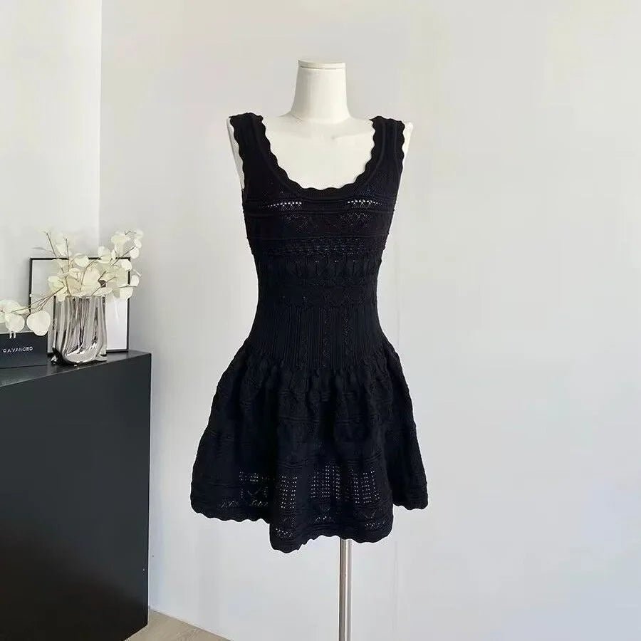 SOERA Celeste Hollow - Out Knitted Midi Dress - Dress -  Black S