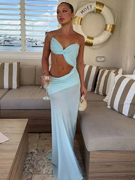 Bianca mesh cut-out maxi-jurk