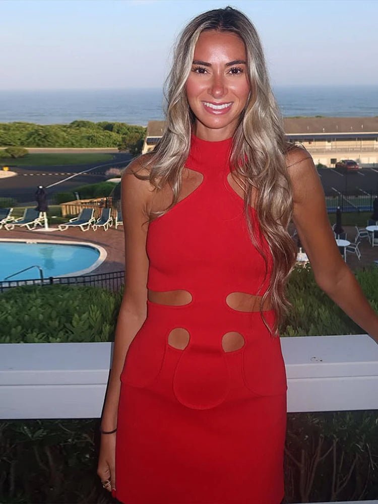 SOERA Gisele Off - Shoulder Halter Mini Dress - Dress -  Red XS
