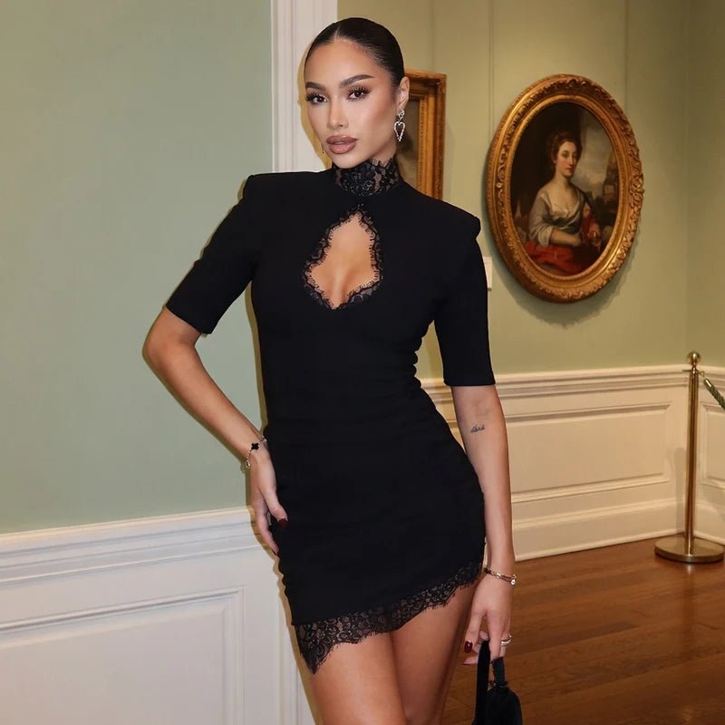 SOERA Jenny Cut-Out Lace Bodycon Mini Dress - Dress - SOERA-820739-BLA-M-45027 Black M