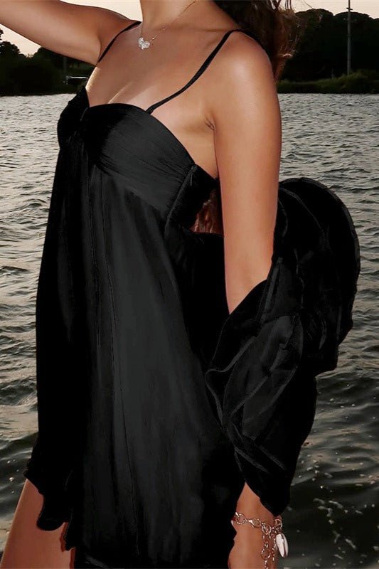 SOERA Mireille Off Shoulder Chiffon Mini Dress - Dress -  Black L