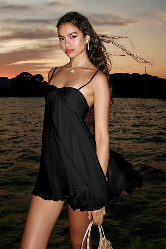 SOERA Mireille Off Shoulder Chiffon Mini Dress - Dress -  Black S