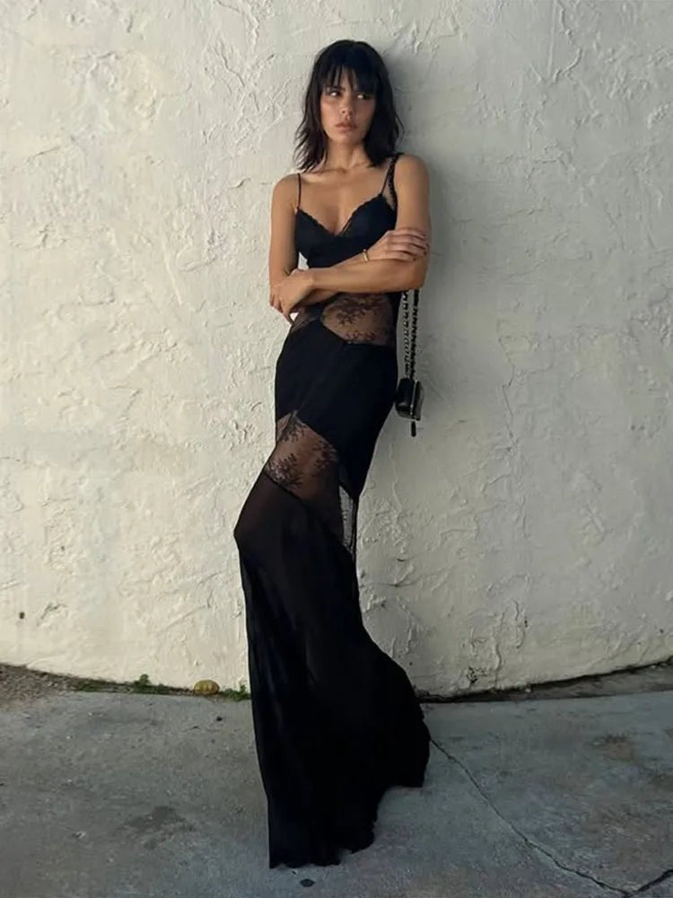 SOERA Ravenna Sheer Lace Slip Maxi Dress - Dress -  M