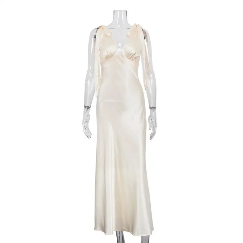 SOERA Selene Satin Tie Strap Maxi Dress - Dress - SOERA-274371-DEF-OS-69060 Yellow S