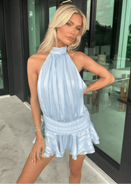 Robe mini Lola à rayures dos nu à col halter