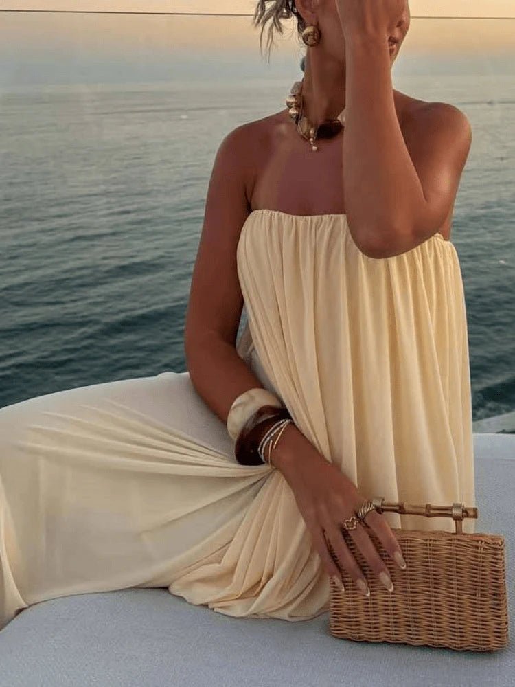 Sophia strapless geplooide maxi-jurk