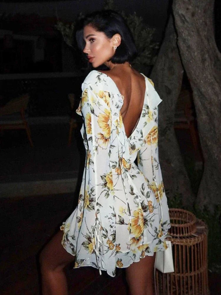 SOERA Sophie Chiffon Lace - Up Mini Dress - Dress -  XS
