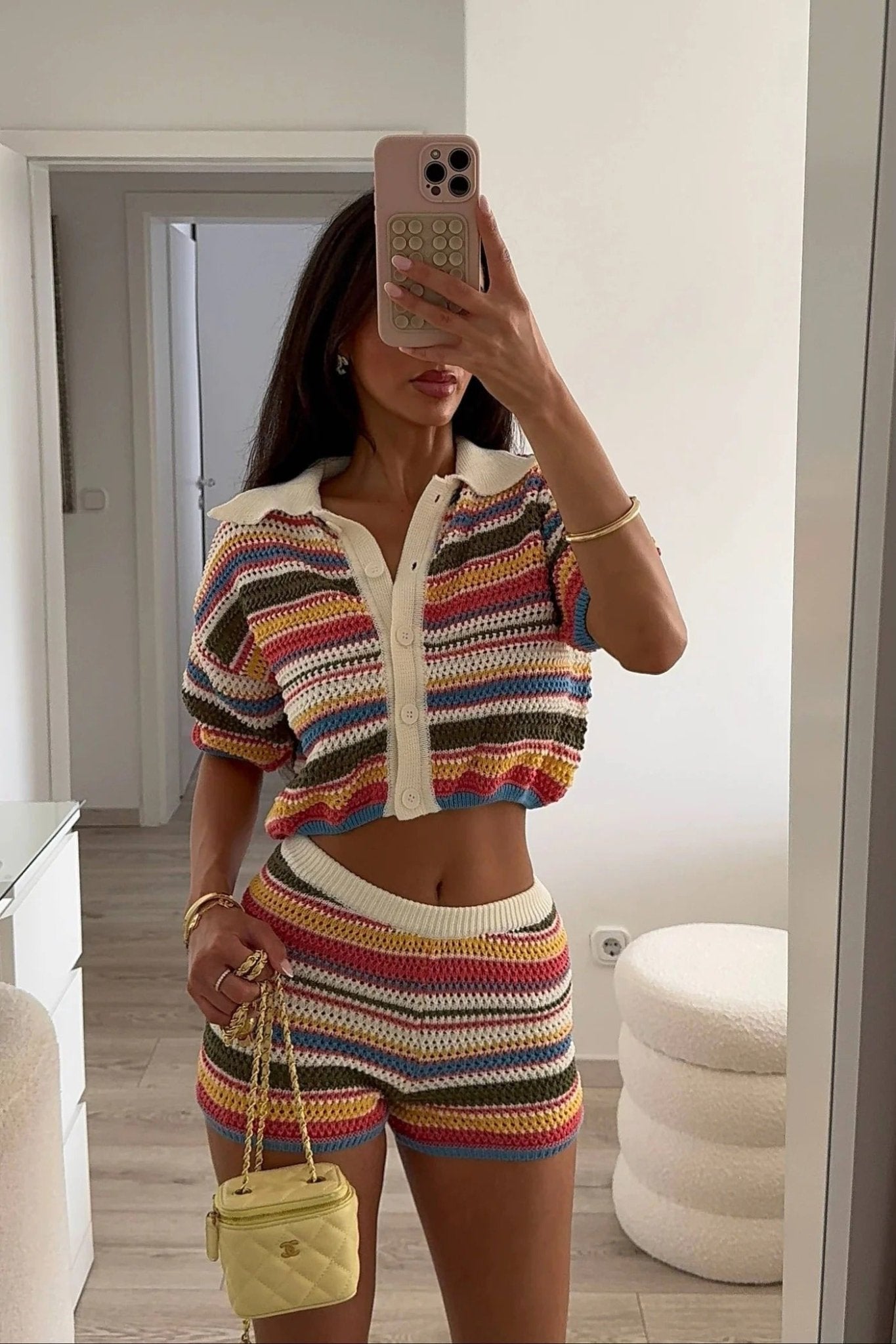 SOERA Sophie Striped Crochet Co-ord Set - Dress - SOERA-995651-SUN-S-93539 Sunset S