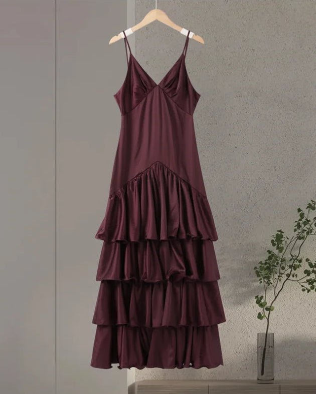 SOERA Venetia Ruffled Sling Evening Dress - Dress -  Purple S