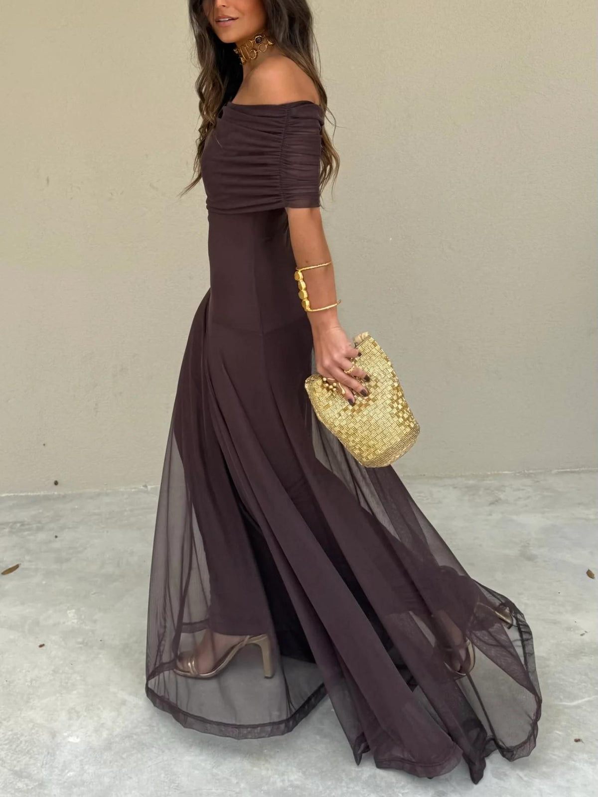 Robe longue drapée Anya