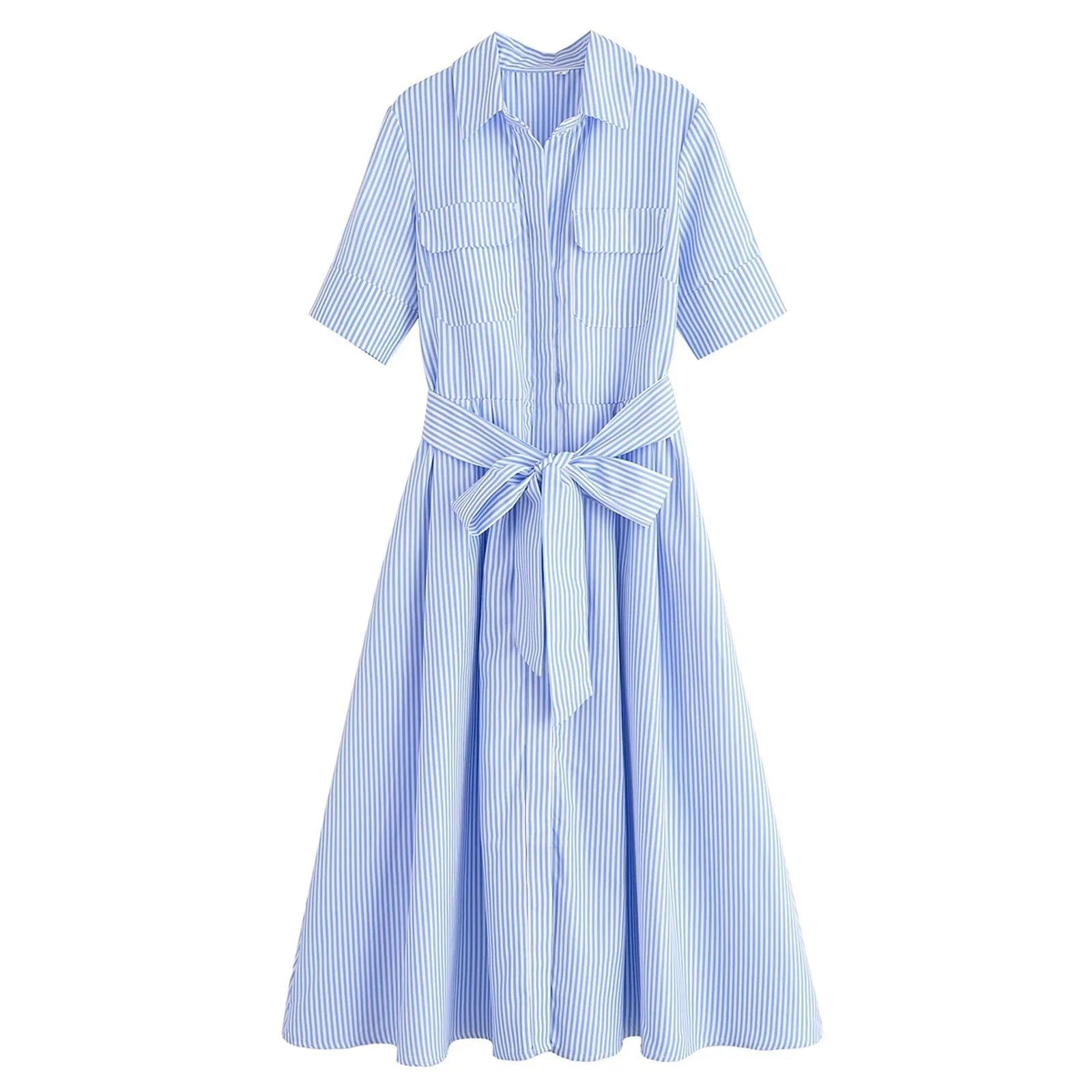 SOERA Beatrice Belted Shirt Midi Dress - Dresses -  White L