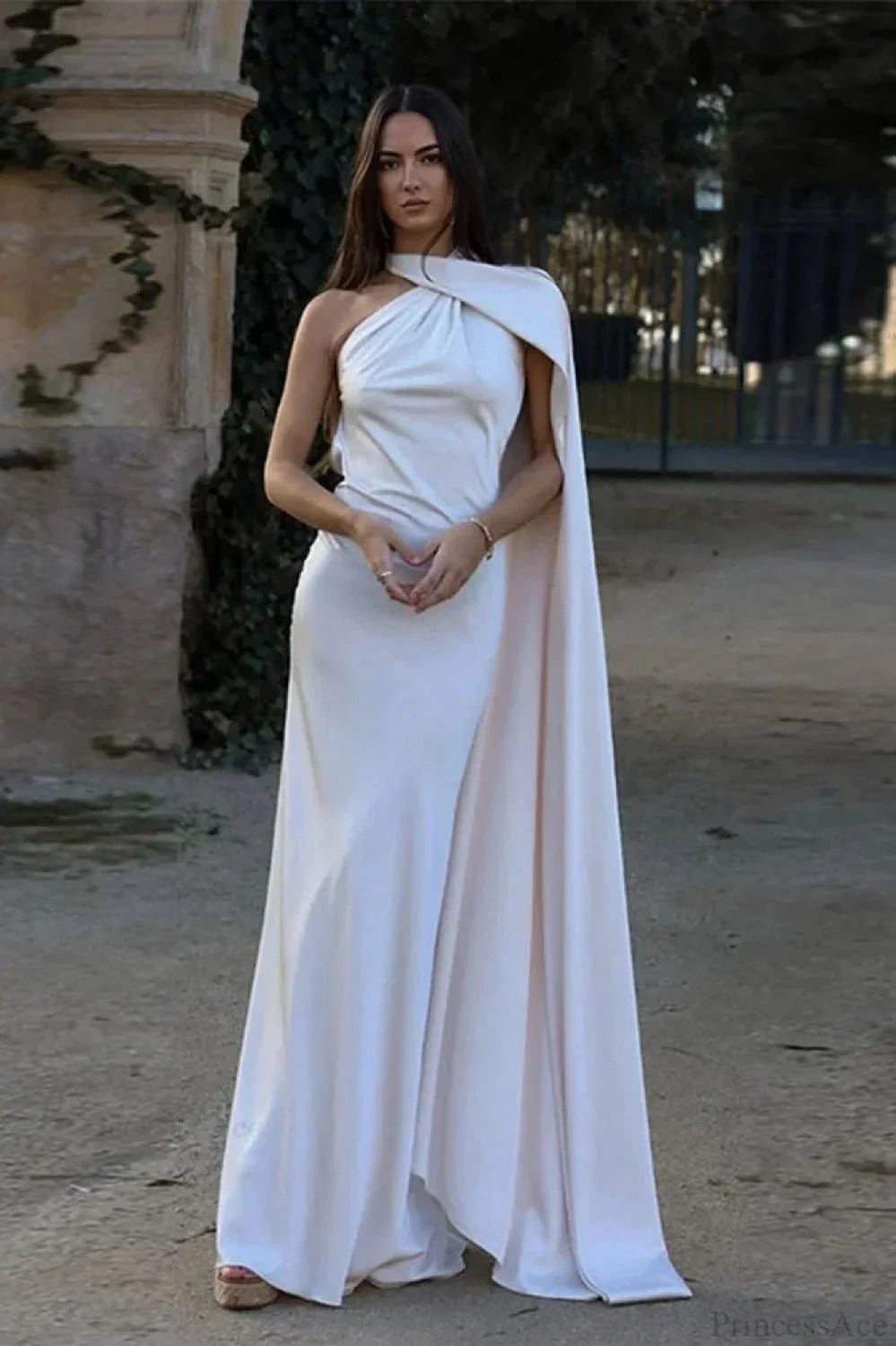 SOERA Beatrice Halter Backless Silk Satin Maxi Dress - Dresses -  White S
