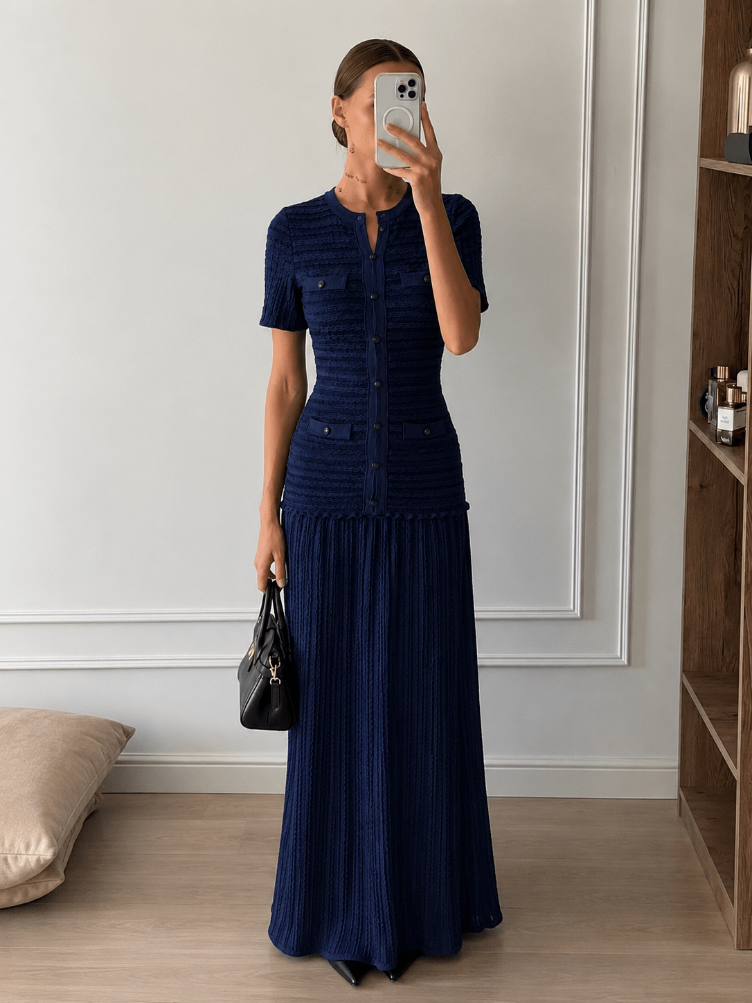 SOERA Beatrice Ribbed Knit Maxi Dress - Dresses - SOERA-158403-NAV-M-56259 Navy Blue M