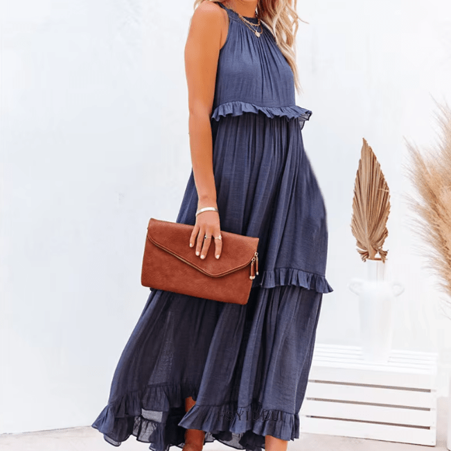 SOERA Celeste Ruffle Hem Beach Maxi Dress - Dresses - SOERA-774531-TAN-S-24003 Pink S