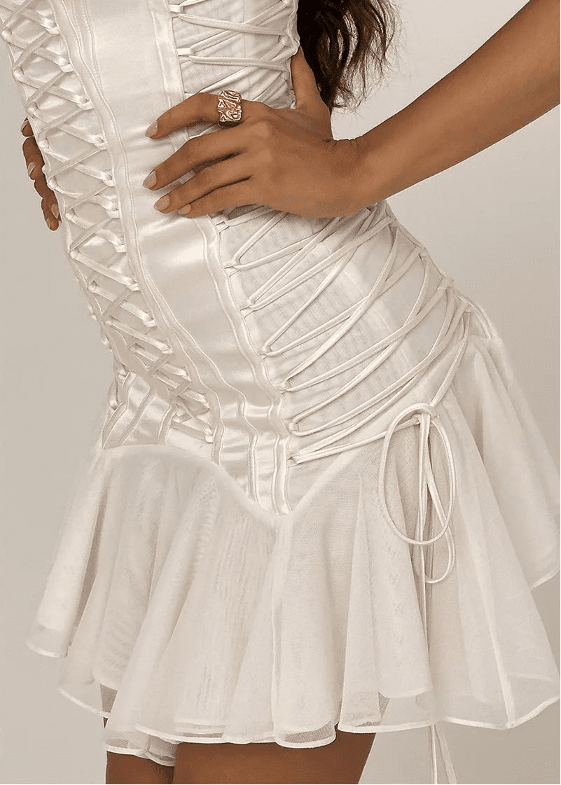 SOERA Celeste Strapless Lace-Up Mermaid Mini Dress - Dresses -  XS