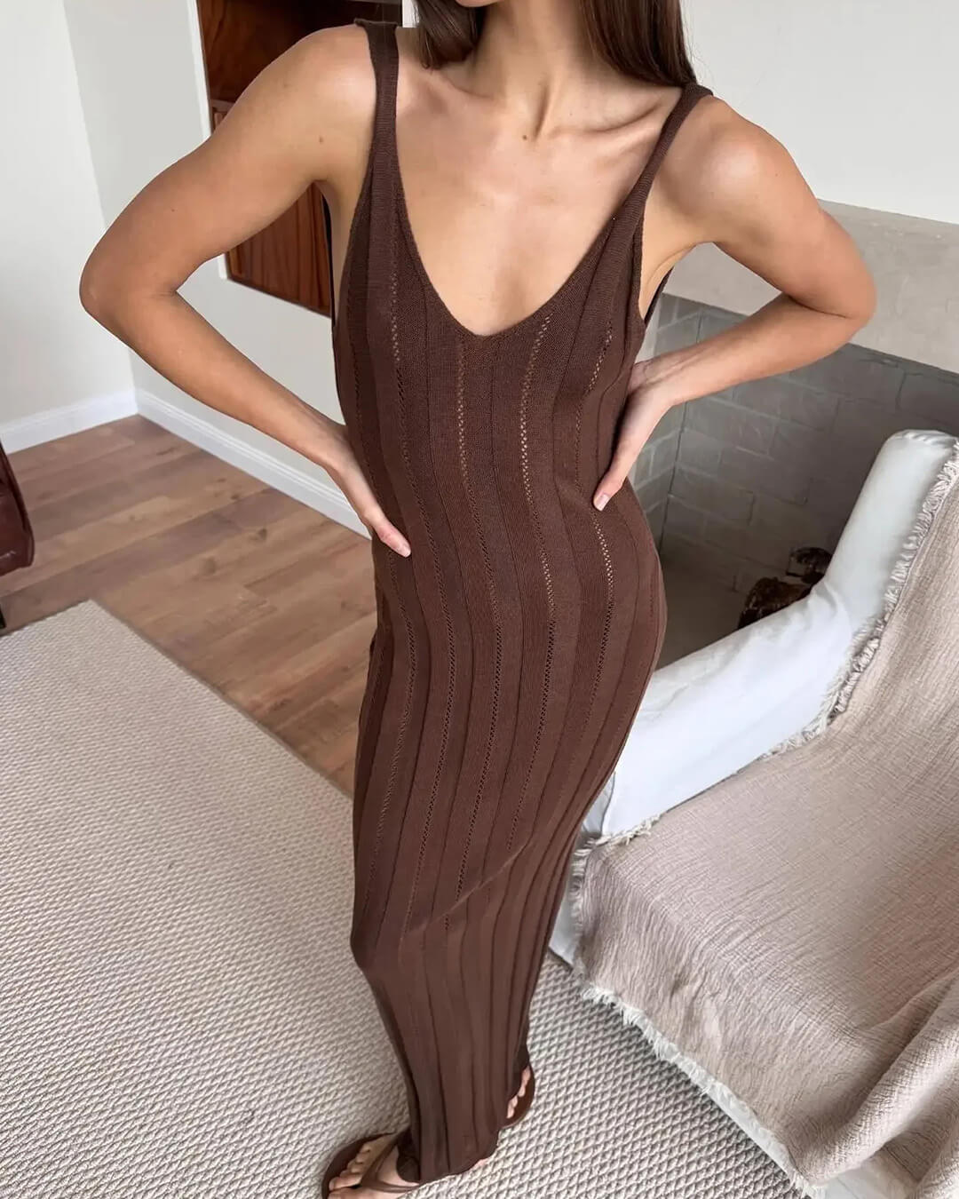 SOERA Frida Backless Maxi Dress - Dresses - 1005007958067706-;VY1770793333905745568 Brown M