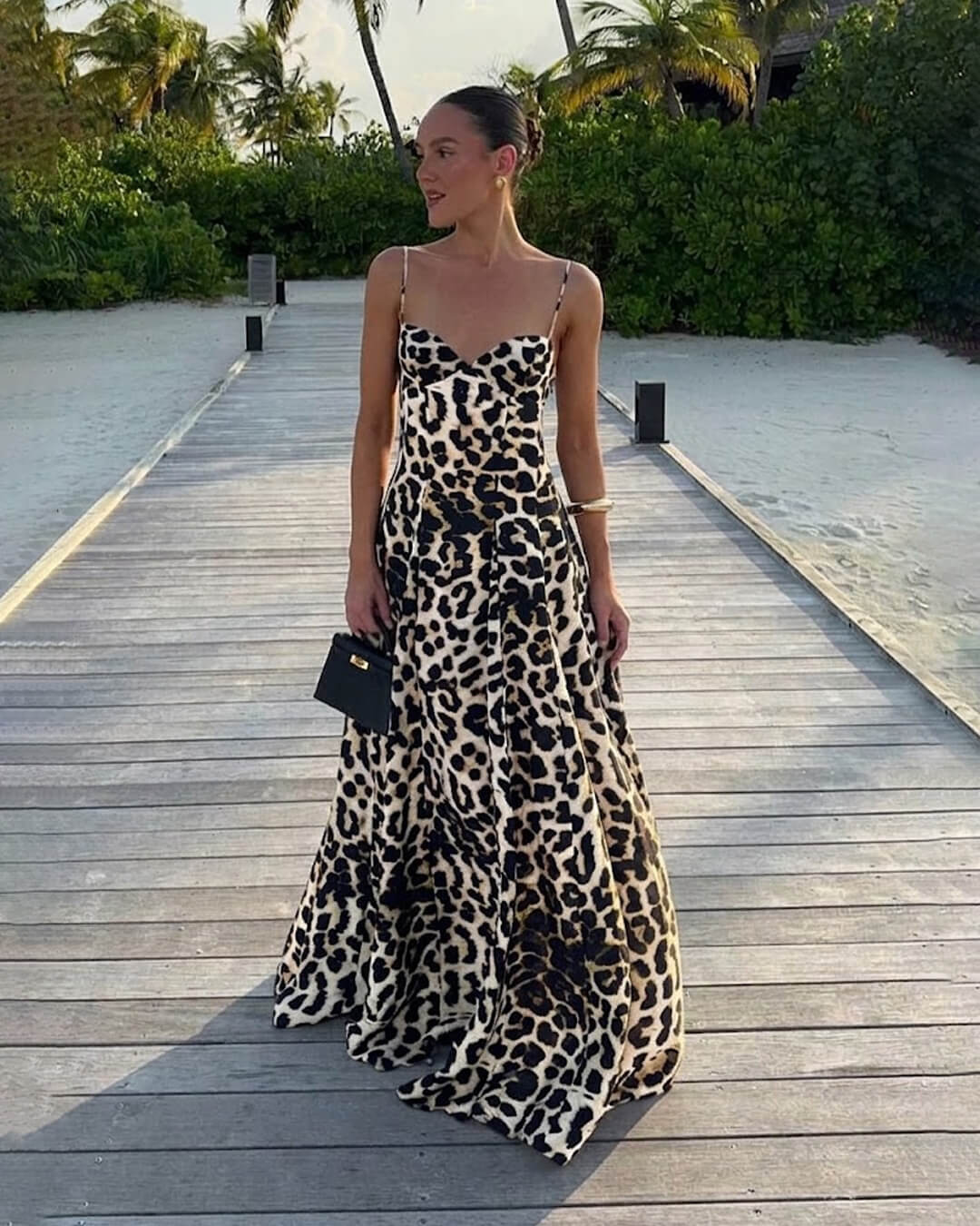 Imogen Maxi Jurk met Luipaardprint en Spaghettibandjes