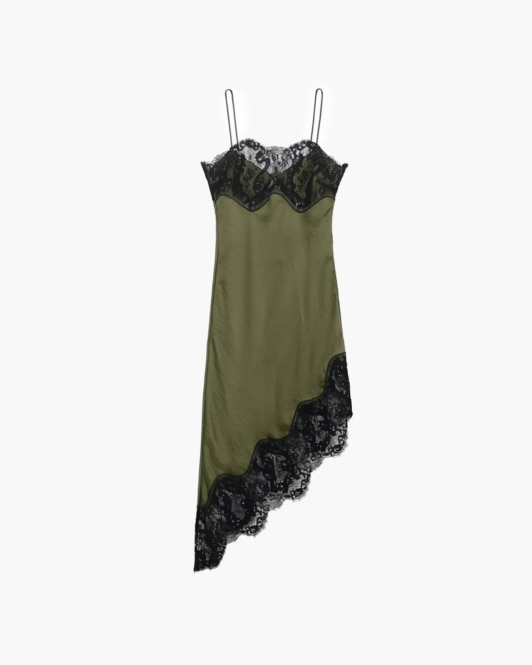 SOERA Jenica Lace Satin Sling Dress - Dresses - 1005010443023494-;lp1768904312382273210 Army Green XS