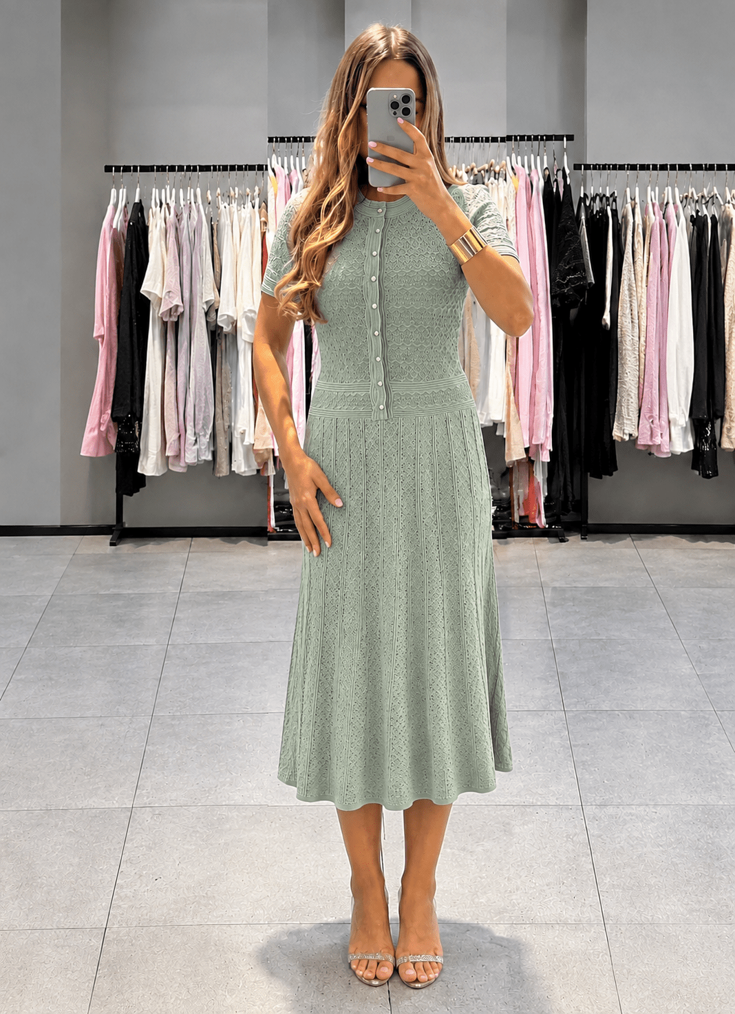 SOERA Jeriza Knitted Half-Button Midi Dress - Dresses - SOERA-369283-MIN-XS-91331 Mint Green XS