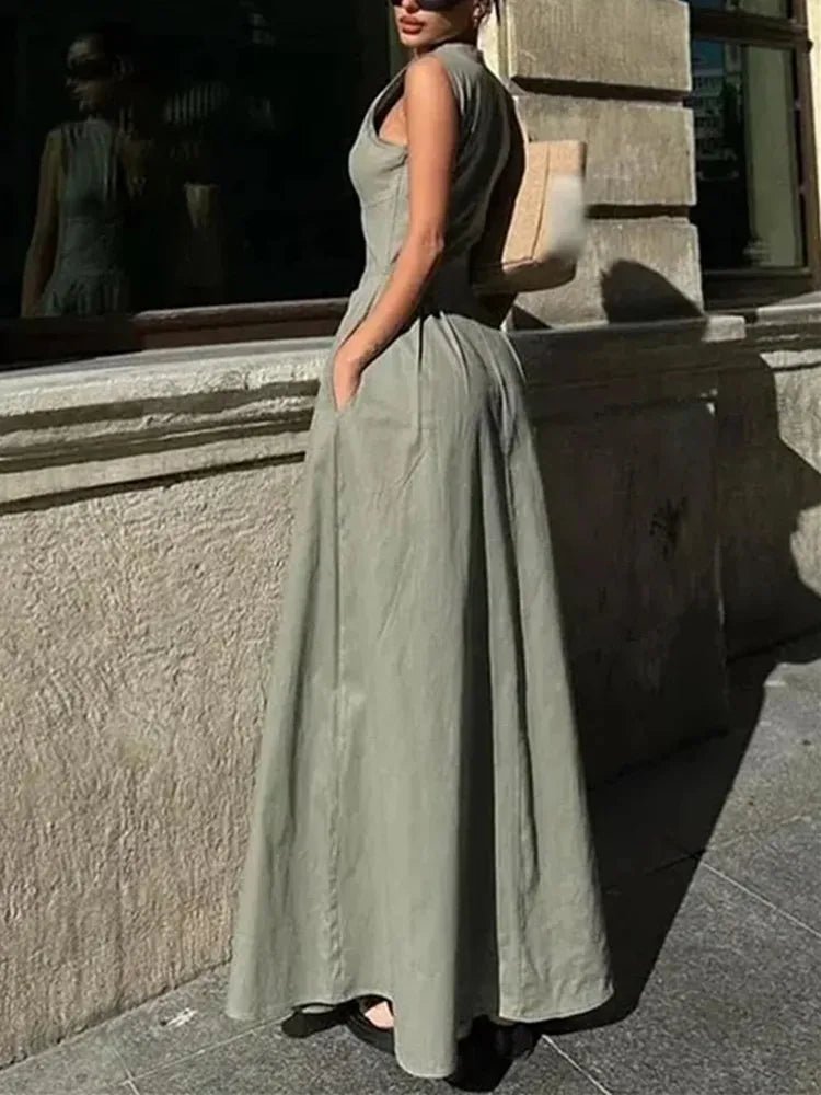 SOERA Jessica Sleeveless Midi Dress - Dresses - 1005007606639334-;Ni1772045931504526067 Army Green L