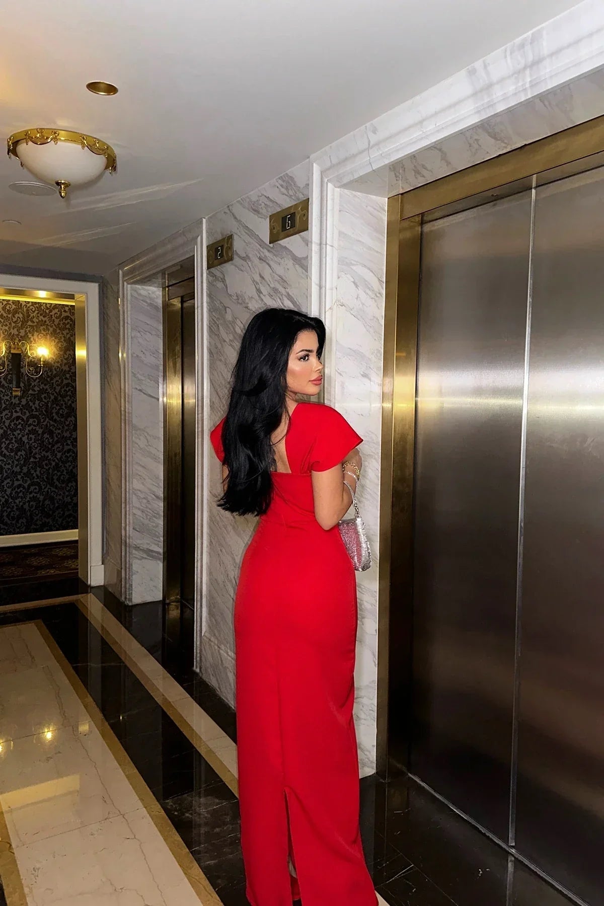 SOERA Kaila Square - Neck Bodycon Maxi Dress - Dresses -  Red M