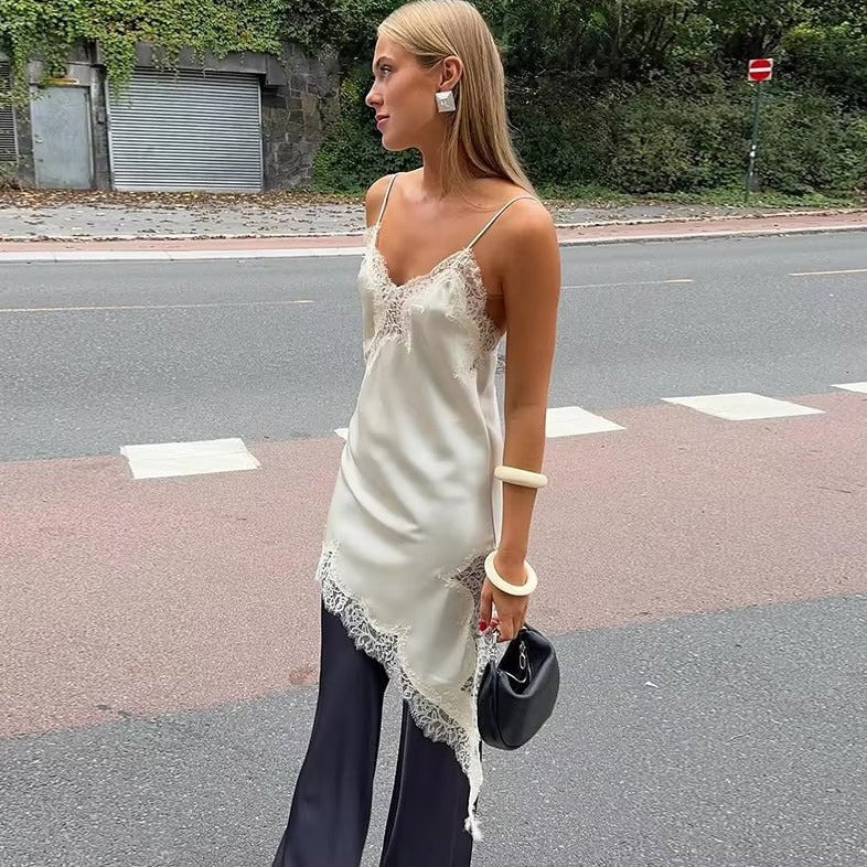 SOERA Kara Asymmetric Satin Mini Dress - Dresses -  Creme S