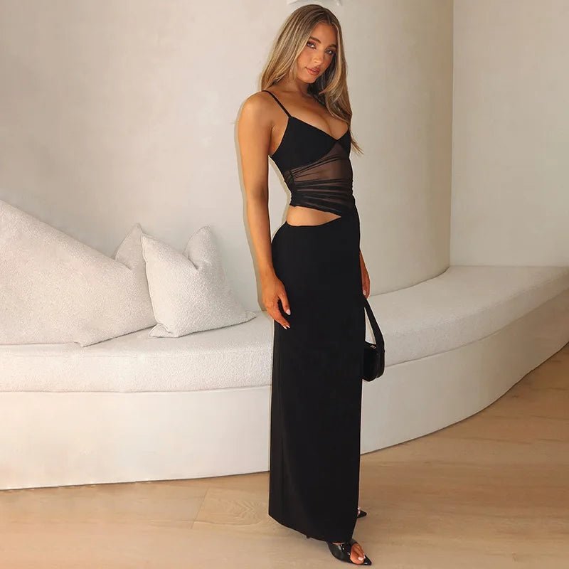 SOERA Lorraine Sheer Cutout Maxi Dress - Dresses - 1005010742063522-;XK1769154436320602302 White L