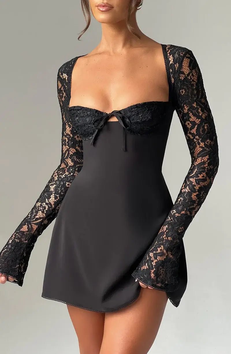SOERA Louise mini dress with lace details - Dresses - DWOD4-HT169017 black S