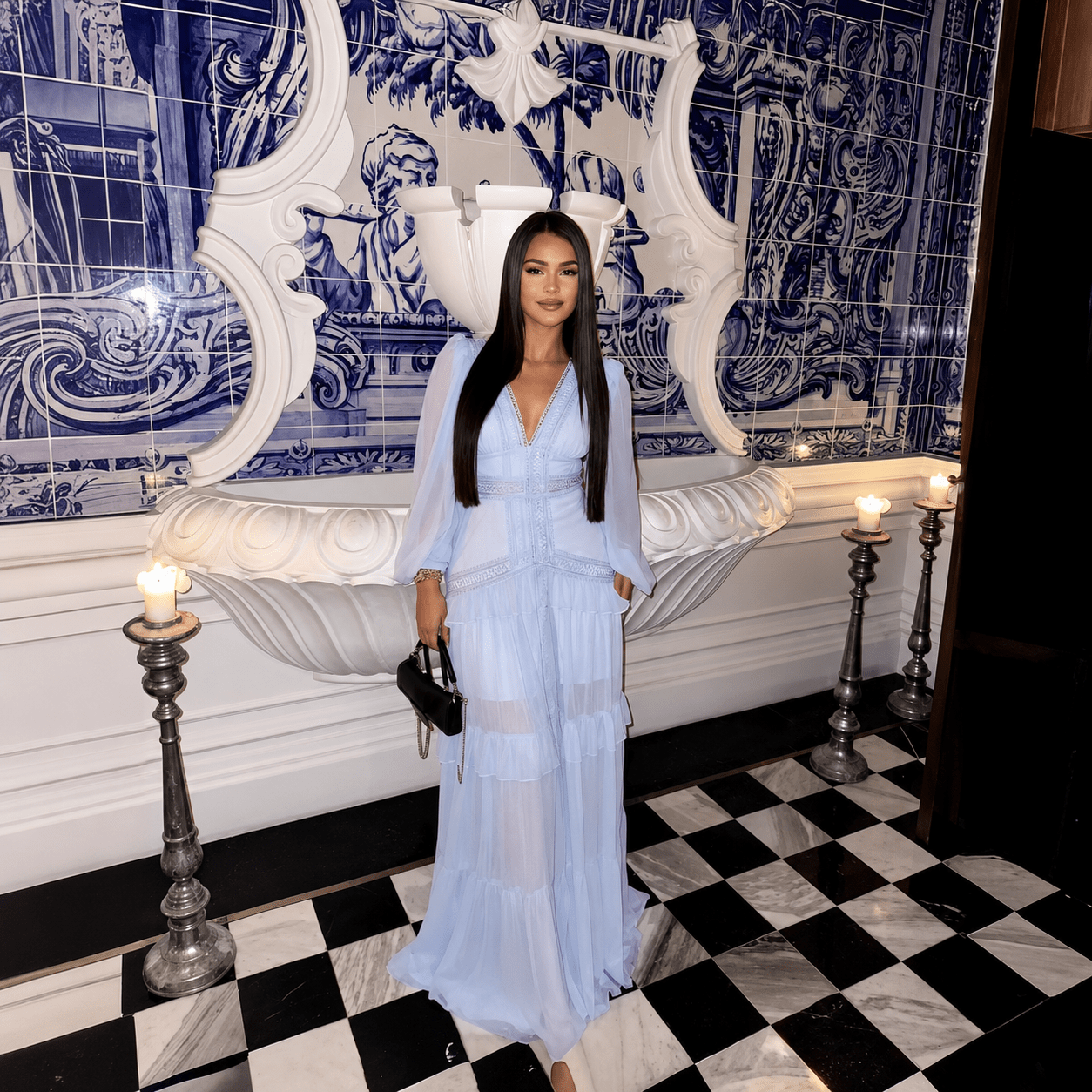 SOERA Molly Deep V-Neck Ruffle Maxi Dress - Dresses - SOERA-324291-LIG-S-41827 Light Blue S