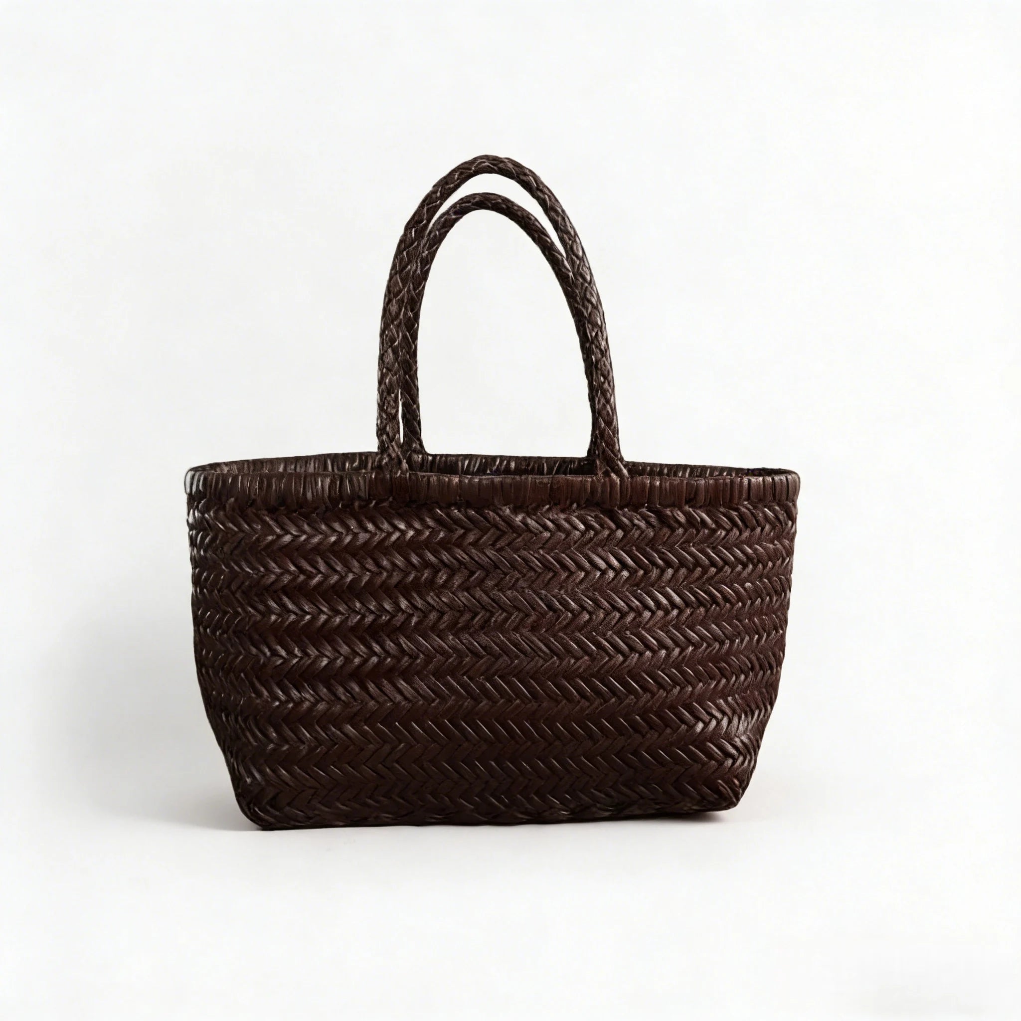SOERA Anais Handwoven Leather Tote Bag - Handbags -  Coffe