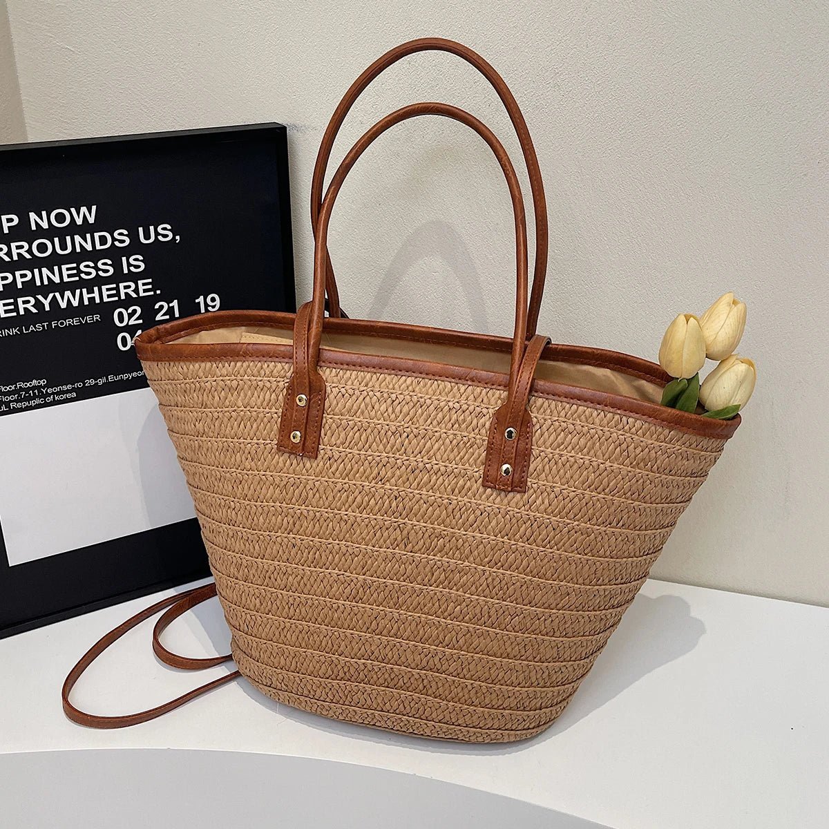 SOERA Beatrice Forest Woven Single-Shoulder Tote - Handbags -  Brown