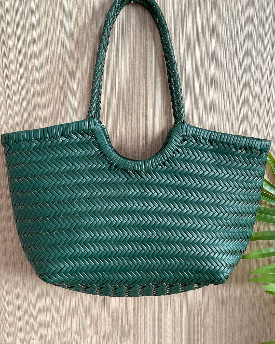 SOERA Beatrice Woven Leather Tote Bag - Handbags -  Green Small