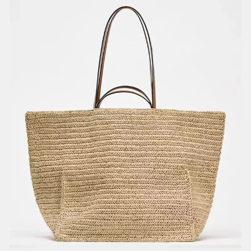 SOERA Naria Woven Straw Tote Bag - Handbags -  Dark Brown