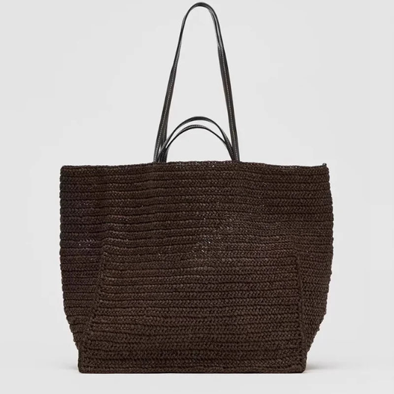 SOERA Naria Woven Straw Tote Bag - Handbags -  Light Brown