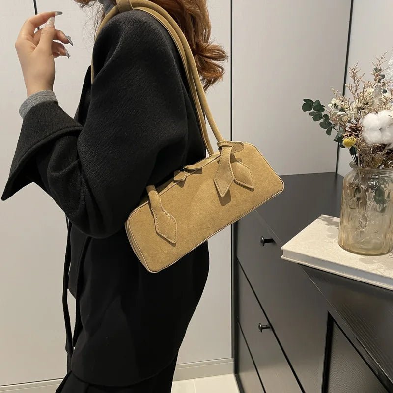 SOERA Rebecca Suede Shoulder Bag - Handbags - 3256809531902601-;Gt1763832189353200487 Black