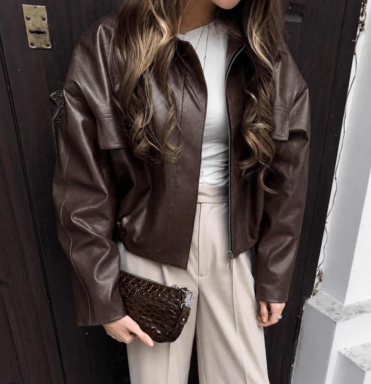 SOERA Azara Vintage Faux Leather Jacket - Jacket - SOERA-752771-BRO-L-64963 Brown L