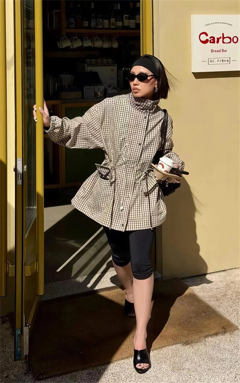 SOERA Ellen High-Neck Plaid Jacket - Jacket - SOERA-690371-GRE-XS-42051 XS