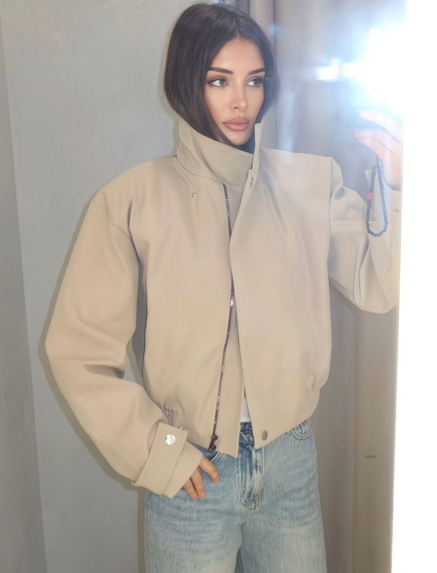 SOERA Jenny High Neck Zip Jacket - Jacket - SOERA-894787-DEF-OS-74436 Beige M