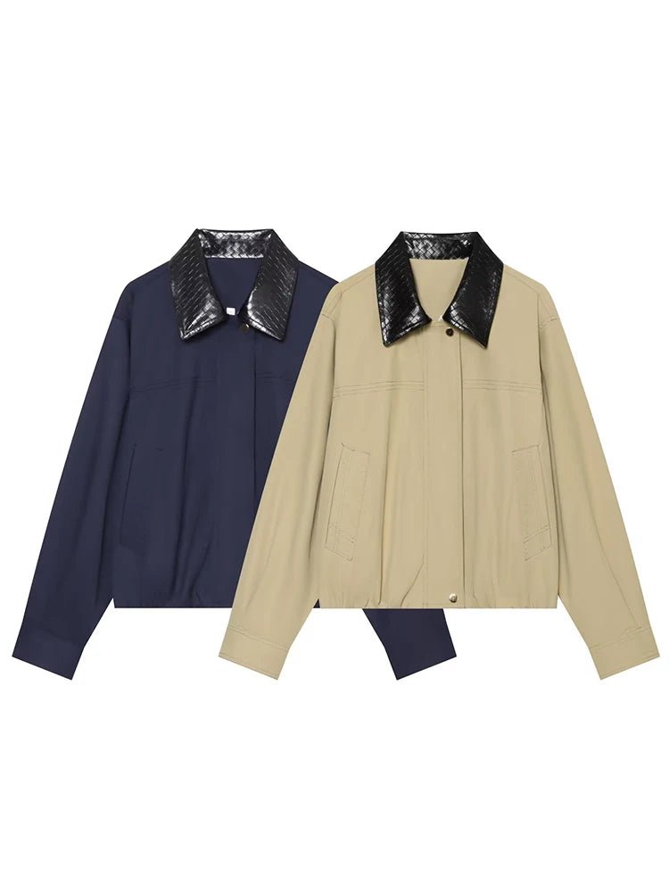 SOERA Olivia Contrast Collar Bomber Jacket - Jacket - SOERA-290755-NAV-XS-48035 Navy XS
