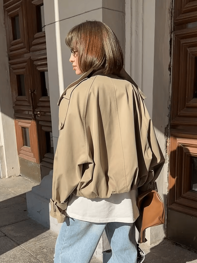 SOERA Valerie High Funnel Neck Cropped Trench Jacket - Jacket - SOERA-917379-KHA-M-04739 Beige M